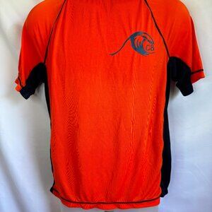 Crazy 8 Wave C8 Rash Guard Swim Shirt Teen Boys Sz 14 XL Orange & Black